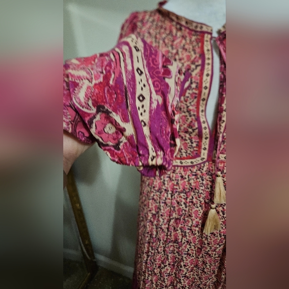 FREE PEOPLE Happy Feelings Midi/maxi Dress. Floral Pink/purple Multi. Size XS - Picture 13 of 16